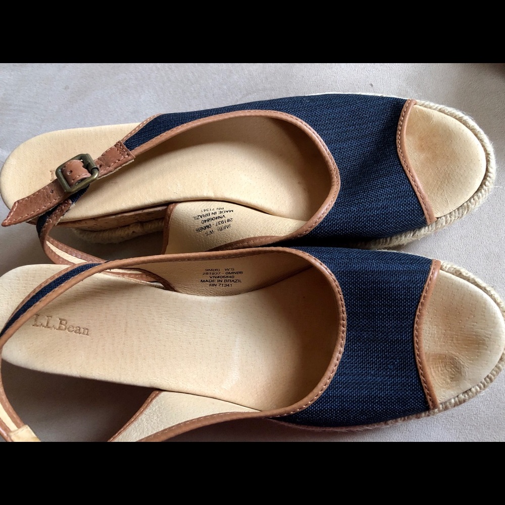 L.L Bean Women’s Denim Espadrille wedges size 9m